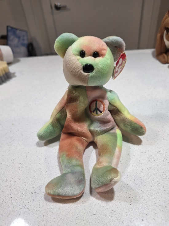 Ty Other - TY Beanie Baby Tie-Dye Peace Bear - Multicolor Plush Toy